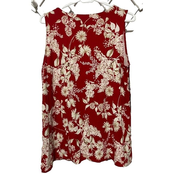 J. Jill Wearever Women’s Floral Tank Top Red Beige Sleeveless Travel Size L - Picture 3 of 8